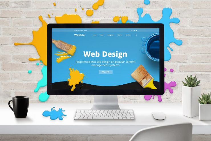 pc con pagina "web design"